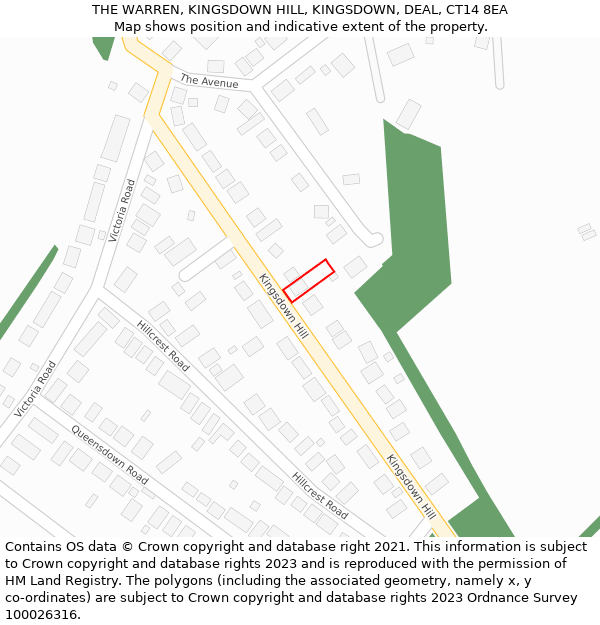 THE WARREN, KINGSDOWN HILL, KINGSDOWN, DEAL, CT14 8EA: Location map and indicative extent of plot