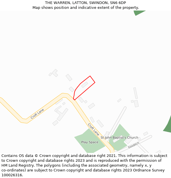 THE WARREN, LATTON, SWINDON, SN6 6DP: Location map and indicative extent of plot