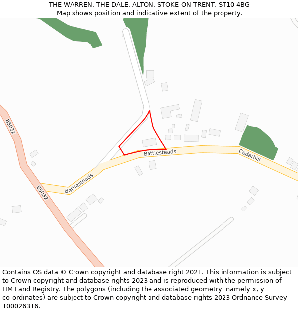 THE WARREN, THE DALE, ALTON, STOKE-ON-TRENT, ST10 4BG: Location map and indicative extent of plot