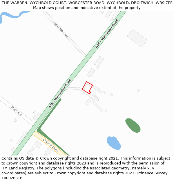 THE WARREN, WYCHBOLD COURT, WORCESTER ROAD, WYCHBOLD, DROITWICH, WR9 7PF: Location map and indicative extent of plot