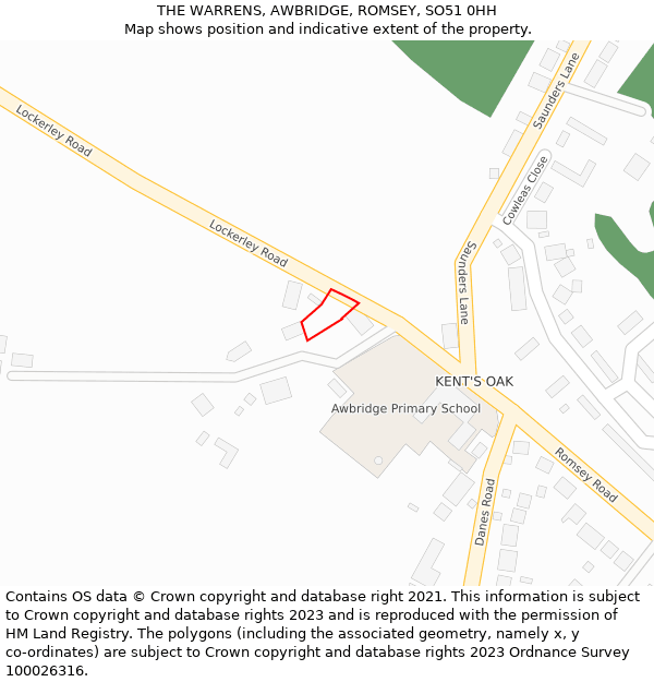 THE WARRENS, AWBRIDGE, ROMSEY, SO51 0HH: Location map and indicative extent of plot