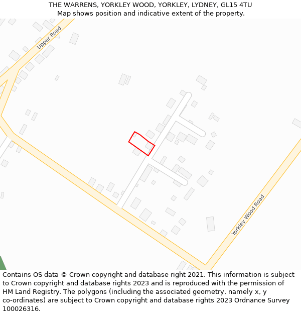 THE WARRENS, YORKLEY WOOD, YORKLEY, LYDNEY, GL15 4TU: Location map and indicative extent of plot