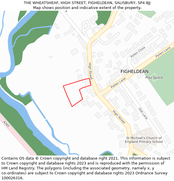 THE WHEATSHEAF, HIGH STREET, FIGHELDEAN, SALISBURY, SP4 8JJ: Location map and indicative extent of plot