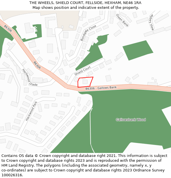 THE WHEELS, SHIELD COURT, FELLSIDE, HEXHAM, NE46 1RA: Location map and indicative extent of plot