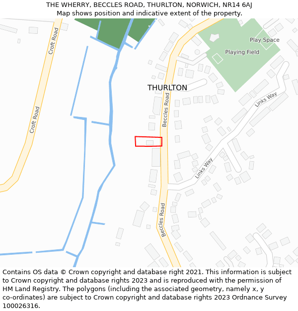 THE WHERRY, BECCLES ROAD, THURLTON, NORWICH, NR14 6AJ: Location map and indicative extent of plot