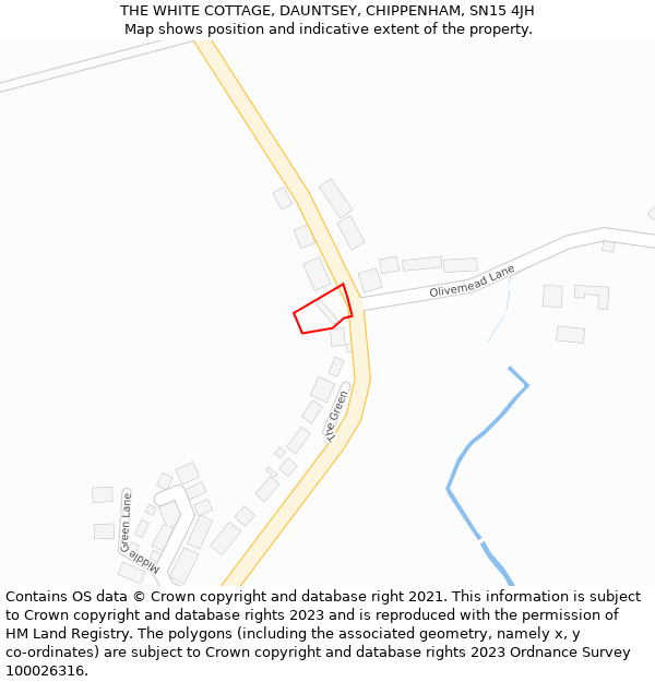 THE WHITE COTTAGE, DAUNTSEY, CHIPPENHAM, SN15 4JH: Location map and indicative extent of plot