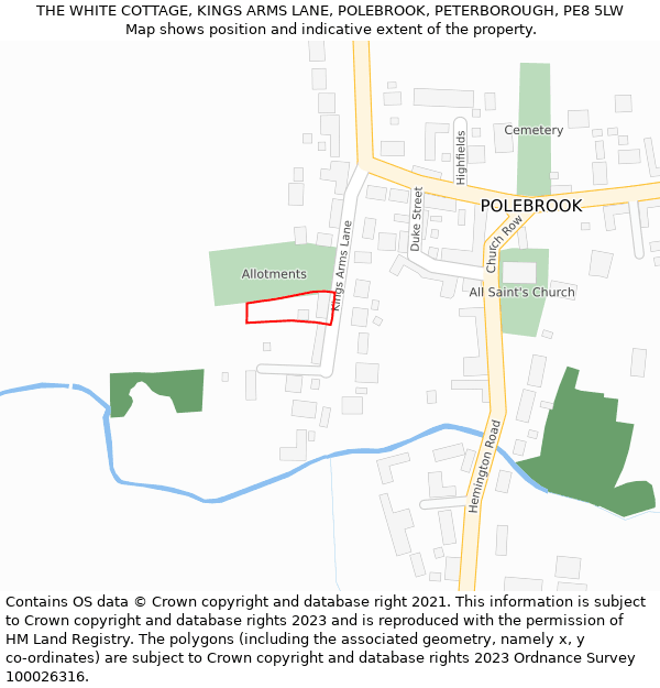 THE WHITE COTTAGE, KINGS ARMS LANE, POLEBROOK, PETERBOROUGH, PE8 5LW: Location map and indicative extent of plot