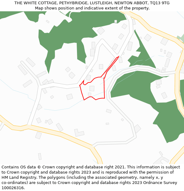 THE WHITE COTTAGE, PETHYBRIDGE, LUSTLEIGH, NEWTON ABBOT, TQ13 9TG: Location map and indicative extent of plot