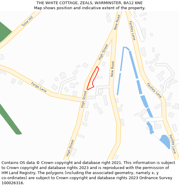 THE WHITE COTTAGE, ZEALS, WARMINSTER, BA12 6NE: Location map and indicative extent of plot