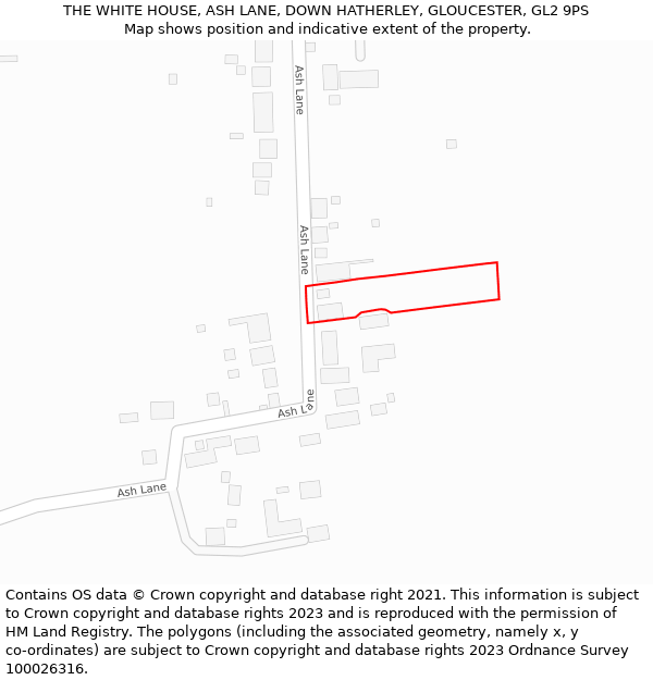 THE WHITE HOUSE, ASH LANE, DOWN HATHERLEY, GLOUCESTER, GL2 9PS: Location map and indicative extent of plot