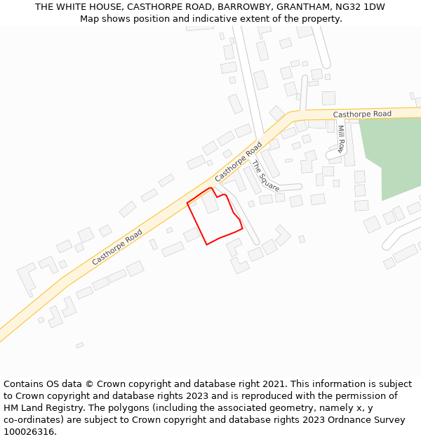 THE WHITE HOUSE, CASTHORPE ROAD, BARROWBY, GRANTHAM, NG32 1DW: Location map and indicative extent of plot