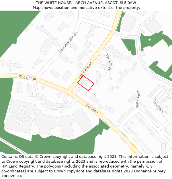 THE WHITE HOUSE, LARCH AVENUE, ASCOT, SL5 0AW: Location map and indicative extent of plot