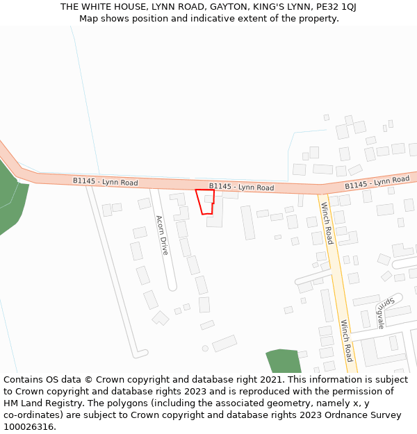 THE WHITE HOUSE, LYNN ROAD, GAYTON, KING'S LYNN, PE32 1QJ: Location map and indicative extent of plot