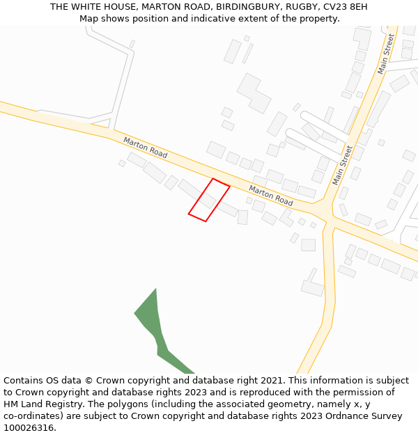 THE WHITE HOUSE, MARTON ROAD, BIRDINGBURY, RUGBY, CV23 8EH: Location map and indicative extent of plot