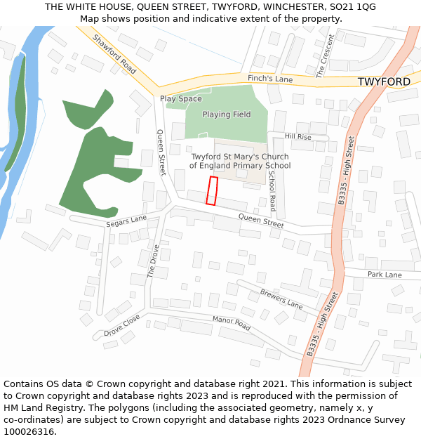 THE WHITE HOUSE, QUEEN STREET, TWYFORD, WINCHESTER, SO21 1QG: Location map and indicative extent of plot