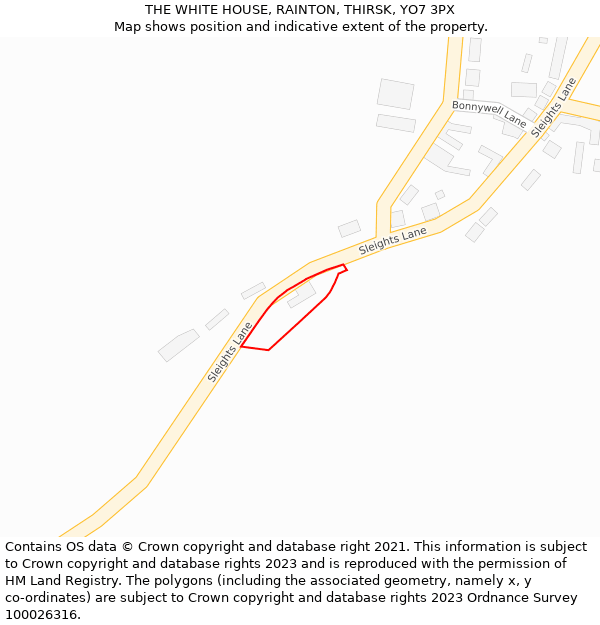 THE WHITE HOUSE, RAINTON, THIRSK, YO7 3PX: Location map and indicative extent of plot