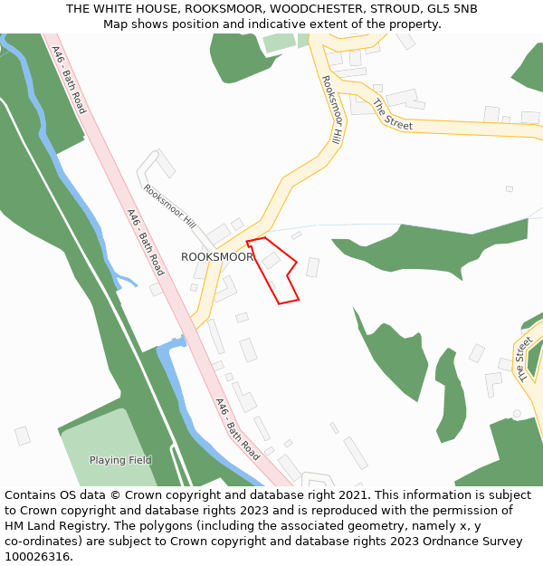 THE WHITE HOUSE, ROOKSMOOR, WOODCHESTER, STROUD, GL5 5NB: Location map and indicative extent of plot