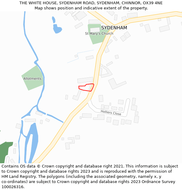 THE WHITE HOUSE, SYDENHAM ROAD, SYDENHAM, CHINNOR, OX39 4NE: Location map and indicative extent of plot