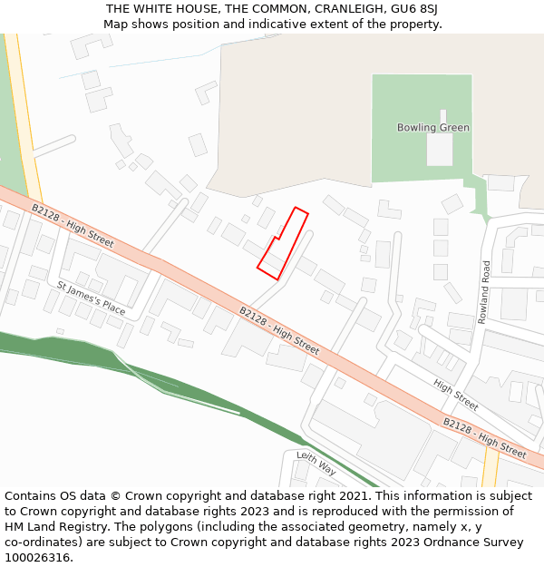 THE WHITE HOUSE, THE COMMON, CRANLEIGH, GU6 8SJ: Location map and indicative extent of plot