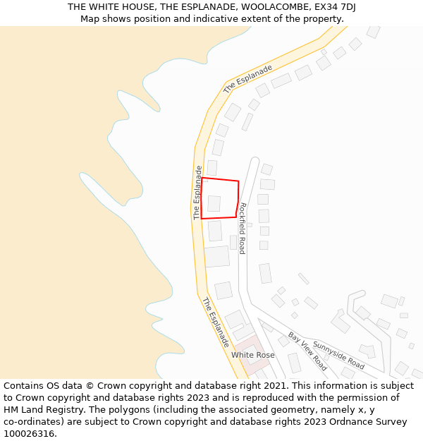 THE WHITE HOUSE, THE ESPLANADE, WOOLACOMBE, EX34 7DJ: Location map and indicative extent of plot