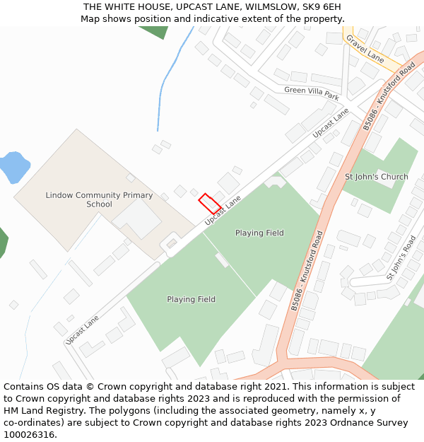 THE WHITE HOUSE, UPCAST LANE, WILMSLOW, SK9 6EH: Location map and indicative extent of plot
