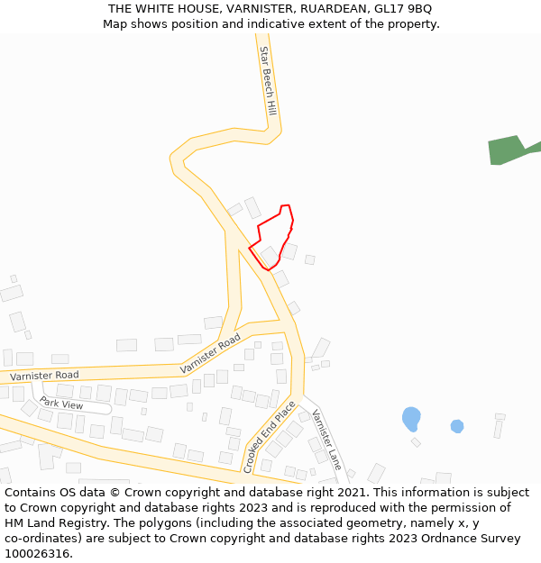 THE WHITE HOUSE, VARNISTER, RUARDEAN, GL17 9BQ: Location map and indicative extent of plot