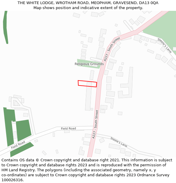 THE WHITE LODGE, WROTHAM ROAD, MEOPHAM, GRAVESEND, DA13 0QA: Location map and indicative extent of plot