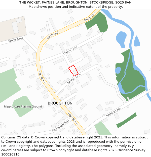 THE WICKET, PAYNES LANE, BROUGHTON, STOCKBRIDGE, SO20 8AH: Location map and indicative extent of plot