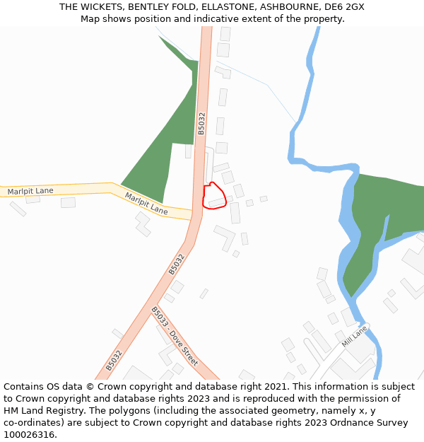 THE WICKETS, BENTLEY FOLD, ELLASTONE, ASHBOURNE, DE6 2GX: Location map and indicative extent of plot