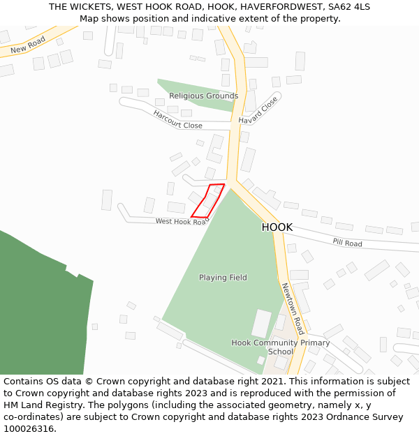 THE WICKETS, WEST HOOK ROAD, HOOK, HAVERFORDWEST, SA62 4LS: Location map and indicative extent of plot