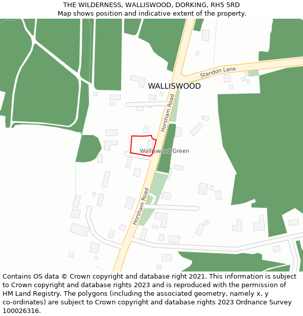 THE WILDERNESS, WALLISWOOD, DORKING, RH5 5RD: Location map and indicative extent of plot