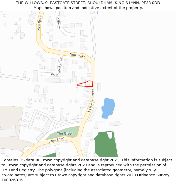 THE WILLOWS, 9, EASTGATE STREET, SHOULDHAM, KING'S LYNN, PE33 0DD: Location map and indicative extent of plot
