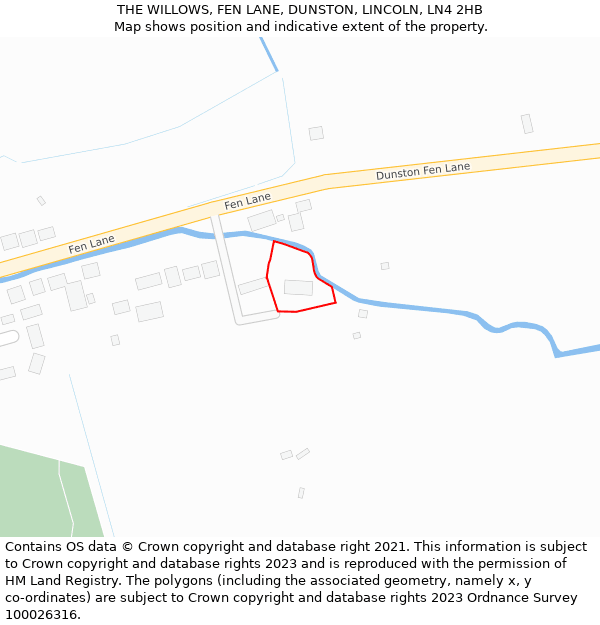 THE WILLOWS, FEN LANE, DUNSTON, LINCOLN, LN4 2HB: Location map and indicative extent of plot