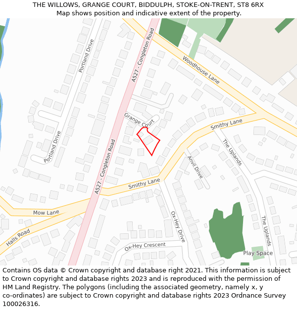 THE WILLOWS, GRANGE COURT, BIDDULPH, STOKE-ON-TRENT, ST8 6RX: Location map and indicative extent of plot