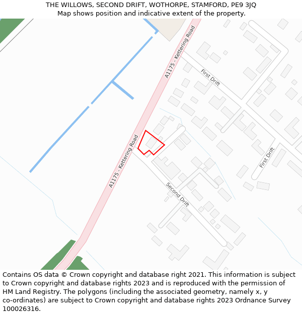 THE WILLOWS, SECOND DRIFT, WOTHORPE, STAMFORD, PE9 3JQ: Location map and indicative extent of plot