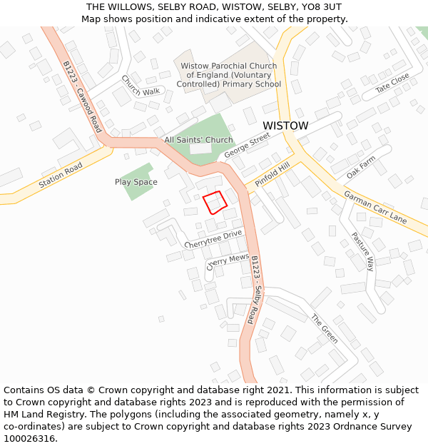 THE WILLOWS, SELBY ROAD, WISTOW, SELBY, YO8 3UT: Location map and indicative extent of plot