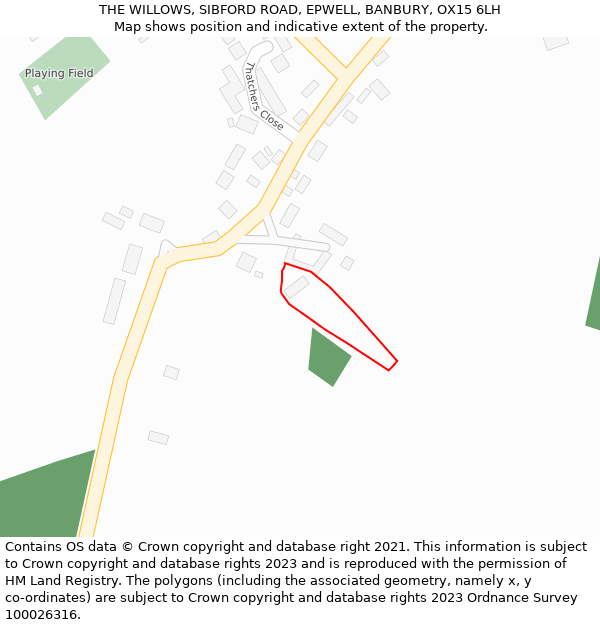 THE WILLOWS, SIBFORD ROAD, EPWELL, BANBURY, OX15 6LH: Location map and indicative extent of plot