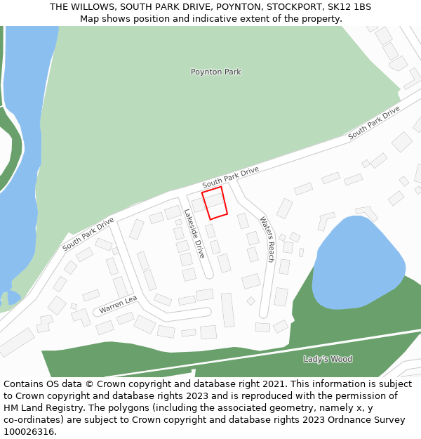THE WILLOWS, SOUTH PARK DRIVE, POYNTON, STOCKPORT, SK12 1BS: Location map and indicative extent of plot