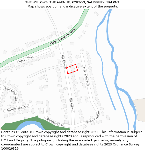 THE WILLOWS, THE AVENUE, PORTON, SALISBURY, SP4 0NT: Location map and indicative extent of plot