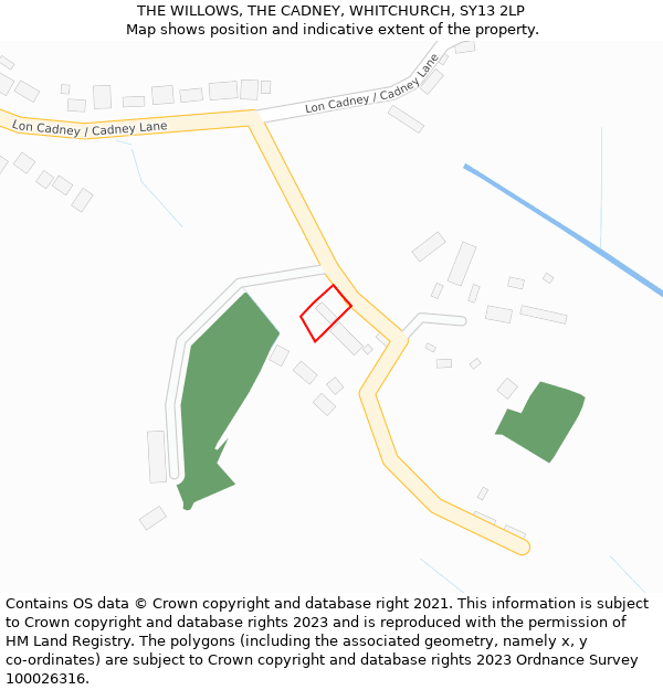 THE WILLOWS, THE CADNEY, WHITCHURCH, SY13 2LP: Location map and indicative extent of plot