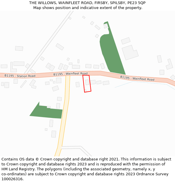 THE WILLOWS, WAINFLEET ROAD, FIRSBY, SPILSBY, PE23 5QP: Location map and indicative extent of plot