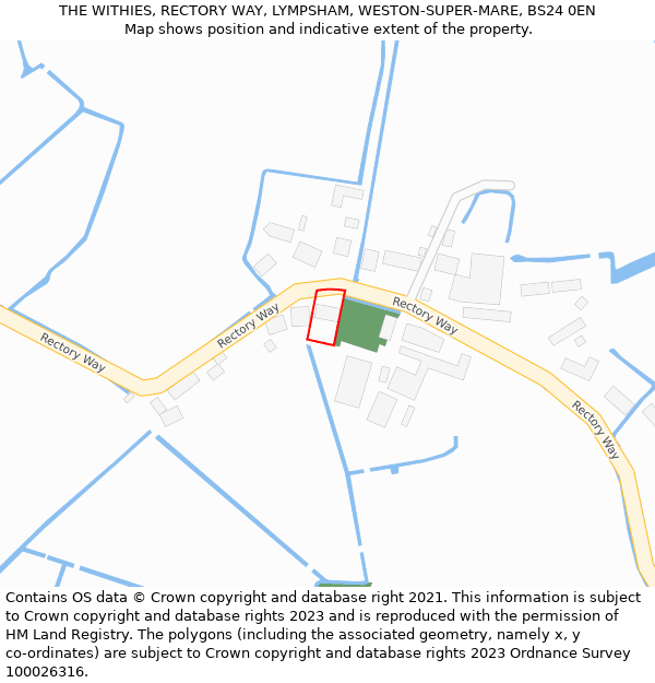 THE WITHIES, RECTORY WAY, LYMPSHAM, WESTON-SUPER-MARE, BS24 0EN: Location map and indicative extent of plot