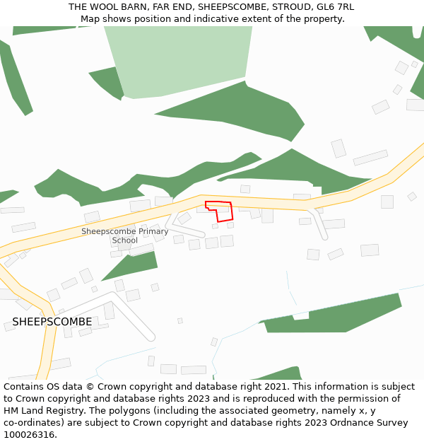 THE WOOL BARN, FAR END, SHEEPSCOMBE, STROUD, GL6 7RL: Location map and indicative extent of plot