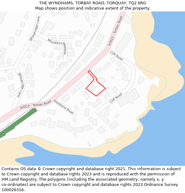 THE WYNDHAMS, TORBAY ROAD, TORQUAY, TQ2 6RG: Location map and indicative extent of plot
