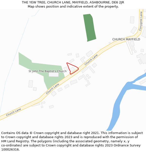 THE YEW TREE, CHURCH LANE, MAYFIELD, ASHBOURNE, DE6 2JR: Location map and indicative extent of plot