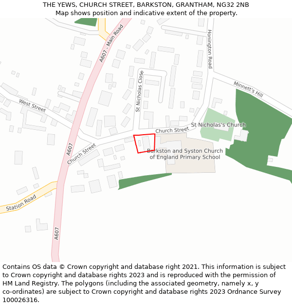 THE YEWS, CHURCH STREET, BARKSTON, GRANTHAM, NG32 2NB: Location map and indicative extent of plot