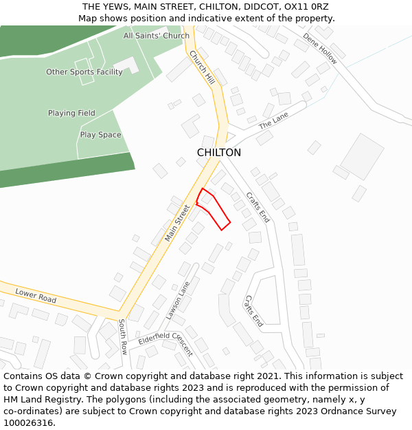 THE YEWS, MAIN STREET, CHILTON, DIDCOT, OX11 0RZ: Location map and indicative extent of plot