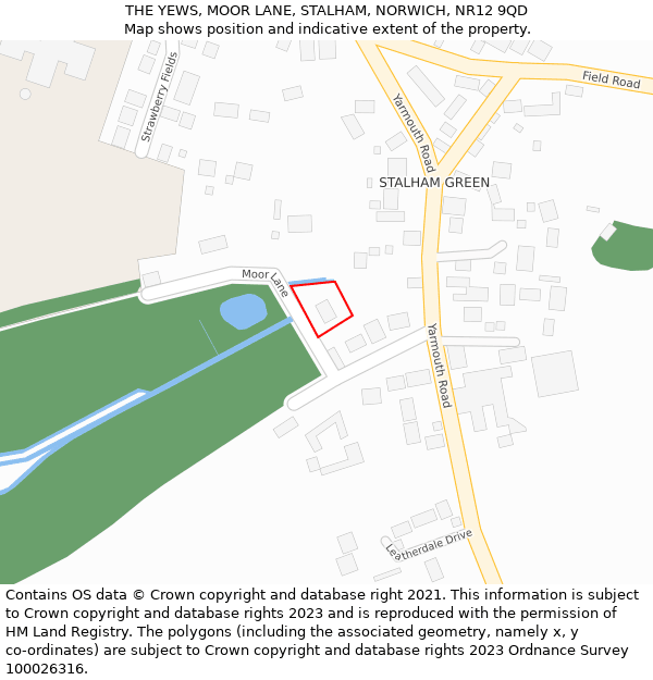 THE YEWS, MOOR LANE, STALHAM, NORWICH, NR12 9QD: Location map and indicative extent of plot