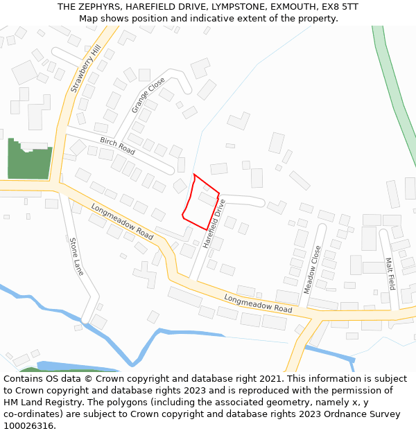 THE ZEPHYRS, HAREFIELD DRIVE, LYMPSTONE, EXMOUTH, EX8 5TT: Location map and indicative extent of plot