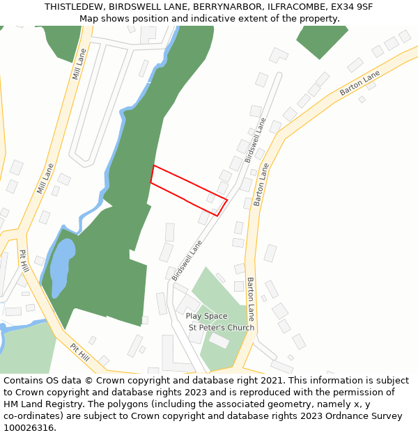 THISTLEDEW, BIRDSWELL LANE, BERRYNARBOR, ILFRACOMBE, EX34 9SF: Location map and indicative extent of plot